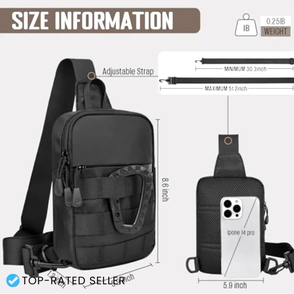 Tactical Mini Crossbody Sling Bag Waterproof Utility EDC Chest Bag for Travel